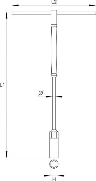 Cheie tubulara tip "T" YATO, cu maner rotativ, CrV, AS-DRIVE, 310mm [2]