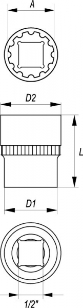 Cheie tubulara YATO, spline, CrV, 1 2