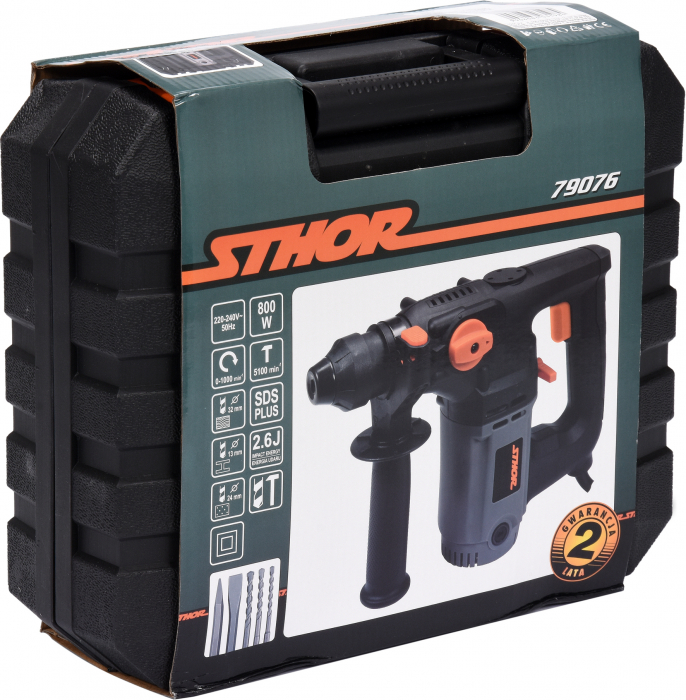 Ciocan rotopercutor STHOR SDS+ 800W 2.6J 6 accesorii [5]