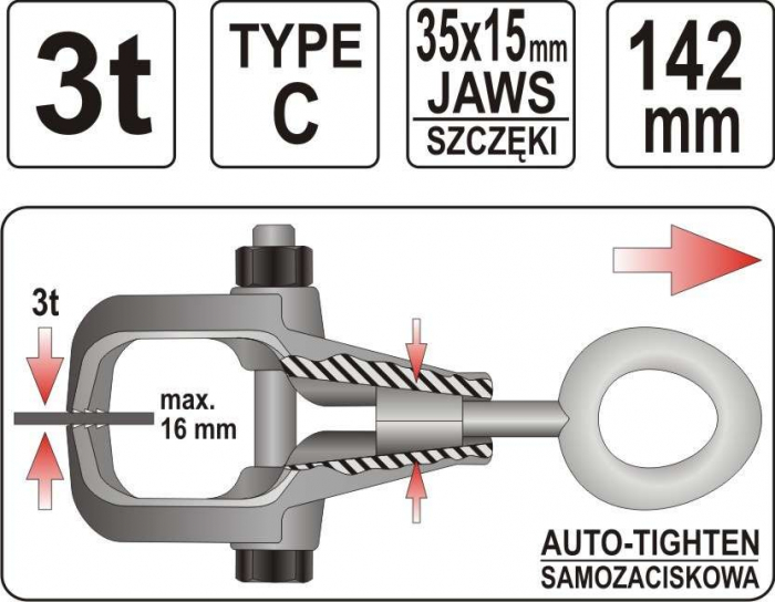 Clema strangere autoblocanta YATO tip C 142mm 35x15mm max 3T [4]