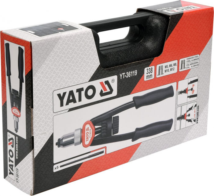 Cleste Pentru Piulite Nituibile YATO, CR-Mo, M5 - M12, 338mm [4]