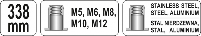 Cleste Pentru Piulite Nituibile YATO, CR-Mo, M5 - M12, 338mm [6]