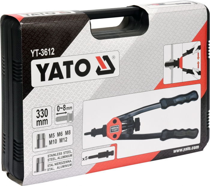 Cleste Pentru Piulite Nituibile YATO, CR-Mo, M5 - M12, 330mm [3]