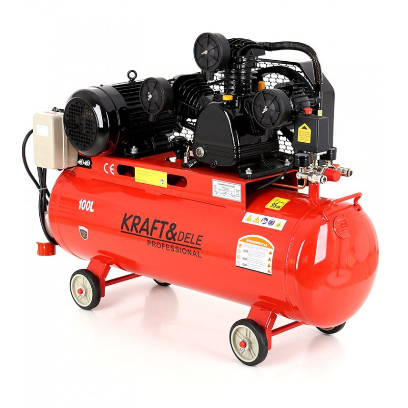 Compresor de aer KRAFT&DELE 100L 8bar 400V 3 Pistoane 4.1kW 5.6CP 305 l/min KD405 [2]