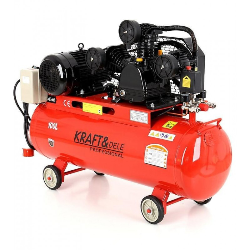 Compresor de aer KRAFT&DELE 100L 8bar 400V 3 Pistoane 4.1kW 5.2CP 320 l/min [2]