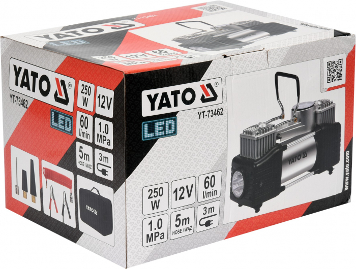 Compresor Pneumatic Auto YATO, cu LED, 12V, 250W [5]