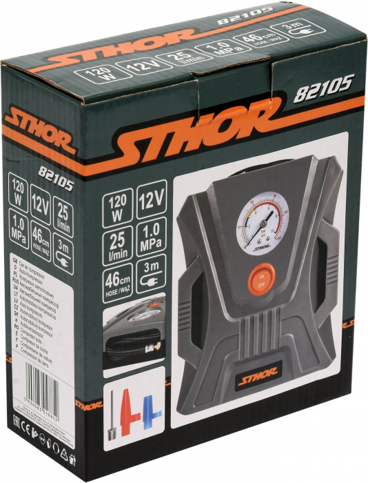 Compresor auto cu manometru STHOR 12V 120W [6]