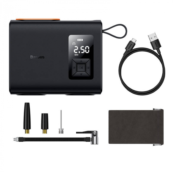 Compresor portabil Baseus Mega EnergyPump Series, 2 cilindri 6000 mAh cu lanterna CRNL060001 [10]