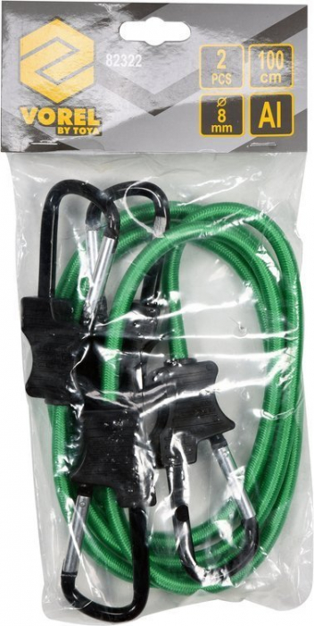 Cordelina elastica cu carabina pentru bagaje VOREL 100cm X 8mm 2buc [3]