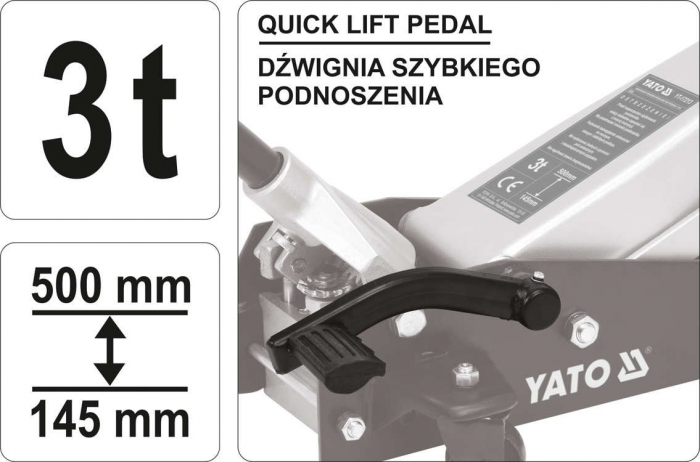 Cric crocodil cu pedala YATO 3T 145 - 500mm [2]