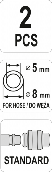 Cuplaj pentru furtun YATO, 5X8mm, tata, 2buc [3]