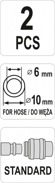 Cuplaj pentru furtun YATO, 6X10mm, mama, 2buc [3]