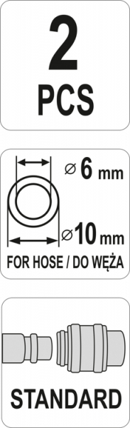 Cuplaj pentru furtun YATO, 6X10mm, tata, 2buc [3]
