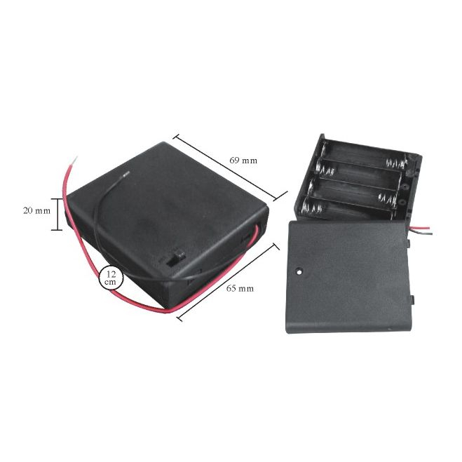 Cutii si carcase pt baterii4 buc. AA (baterie creion)cu intrerupator, cu capac [3]