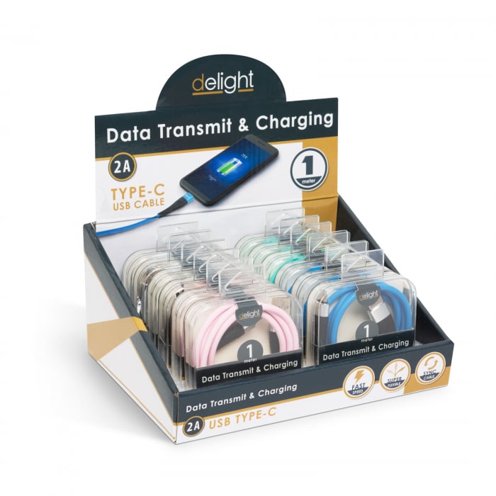 Delight - Cablu de date - USB Type C - înveliş siliconic, 4 culori, 1 m [7]