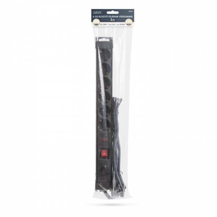 Delight - Prelungitor 6 prize, cu protecţie la supratensiune şi supracurent, 3m [3]