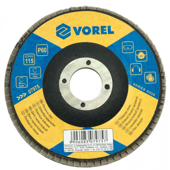 Disc abraziv lamelar VOREL 115-125mm P40-P120
