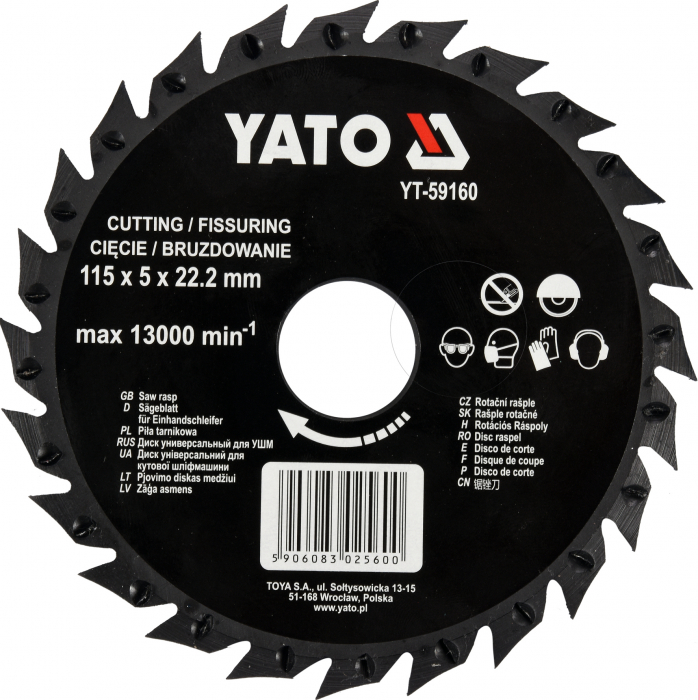 Disc circular-raspil YATO pentru polizor unghiular taiere lemn