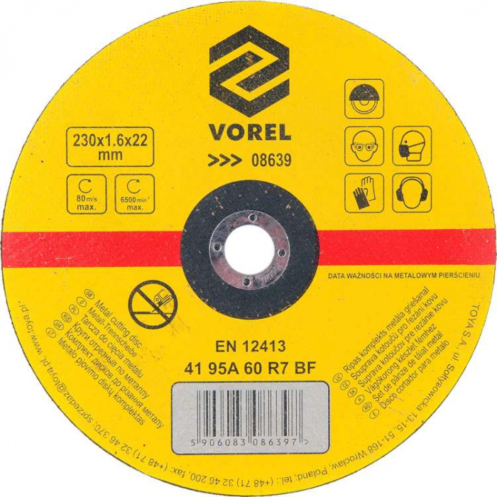 DISC DEBITAT METALE 230X1,6X22 MM VOREL [2]