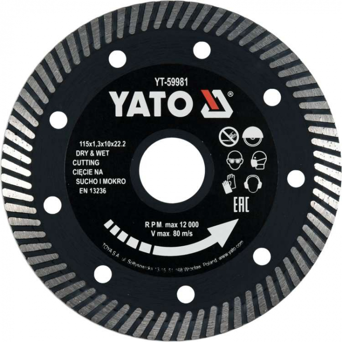 DISC DIAMANTAT, 115 X 22.2 X 1.3 MM YATO [2]