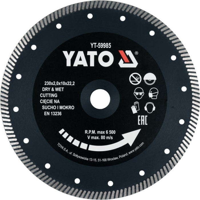 DISC DIAMANTAT, 230 X 22.2 X 2 MM YATO [2]