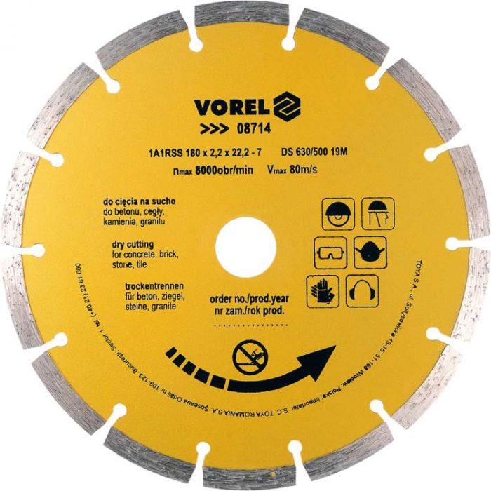 DISC DIAMANTAT CU SEGMENTE 180 MM VOREL [2]