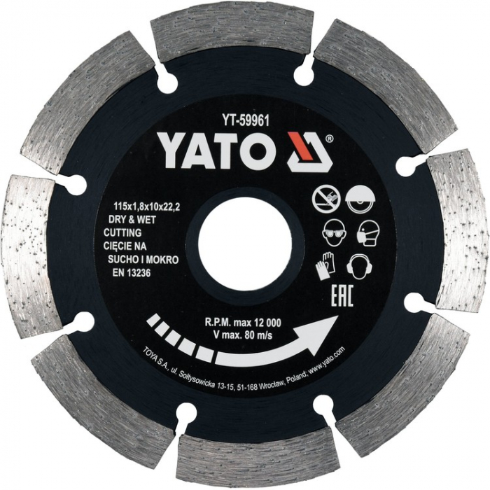 DISC DIAMANTAT SEGMENTAT, 115X22.2X1.8MM YATO [2]
