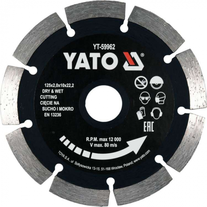 DISC DIAMANTAT SEGMENTAT, 125X22.2X2 MM YATO [2]