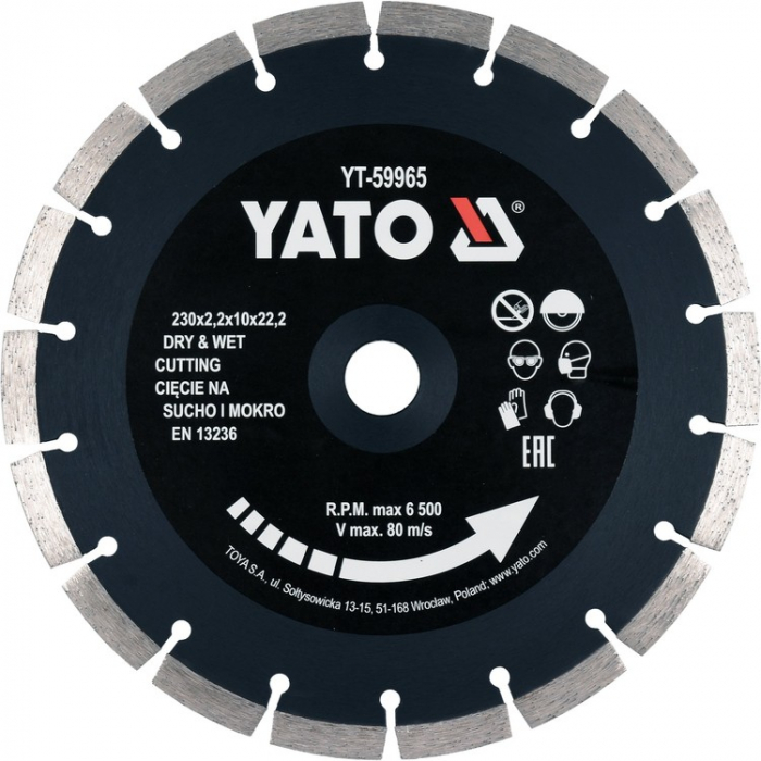 DISC DIAMANTAT SEGMENTAT, 230X22.2X2.2MM YATO [2]