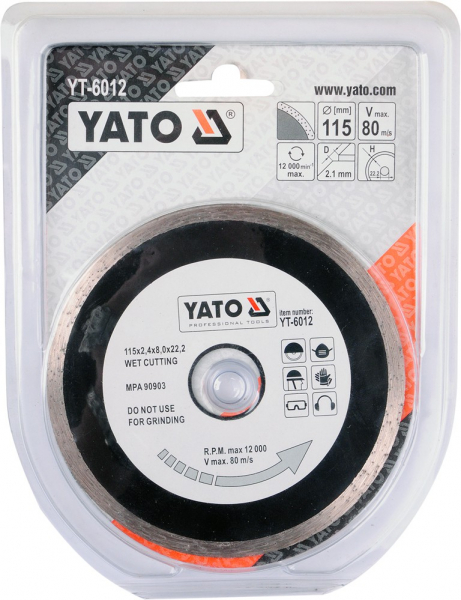Disc diamantat YATO, continu, 115mm, taiere umeda [2]