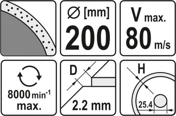 Disc diamantat YATO, continu, 200mm X 25.4mm, taiere umeda [2]