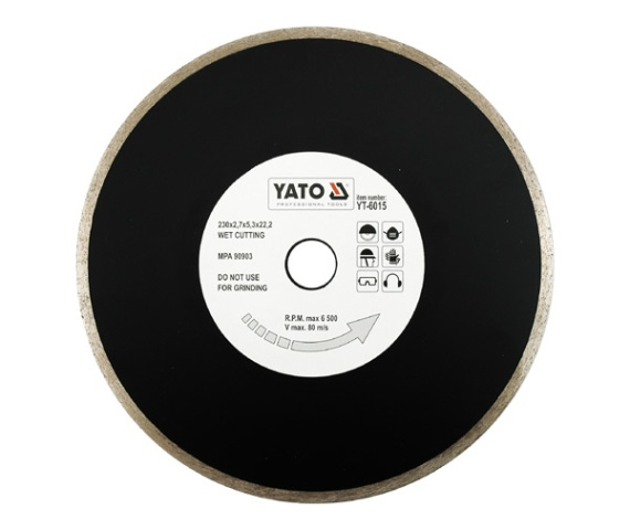 Disc diamantat yato, continu, 230mm, taiere umeda