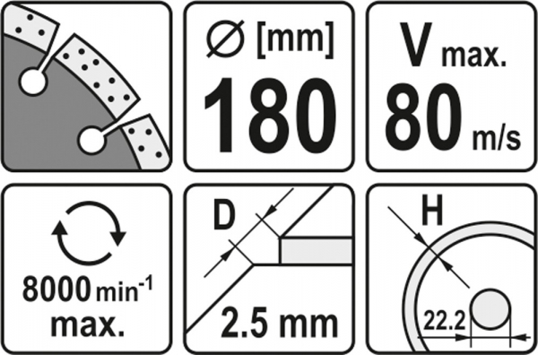 Disc diamantat YATO, segmentat, 180mm [2]