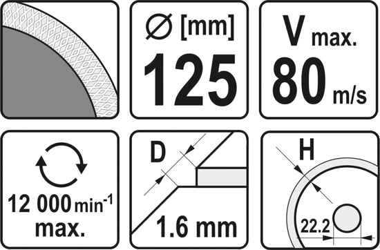 Disc diamantat YATO, turbo, ultra-subtire, 125mm [3]