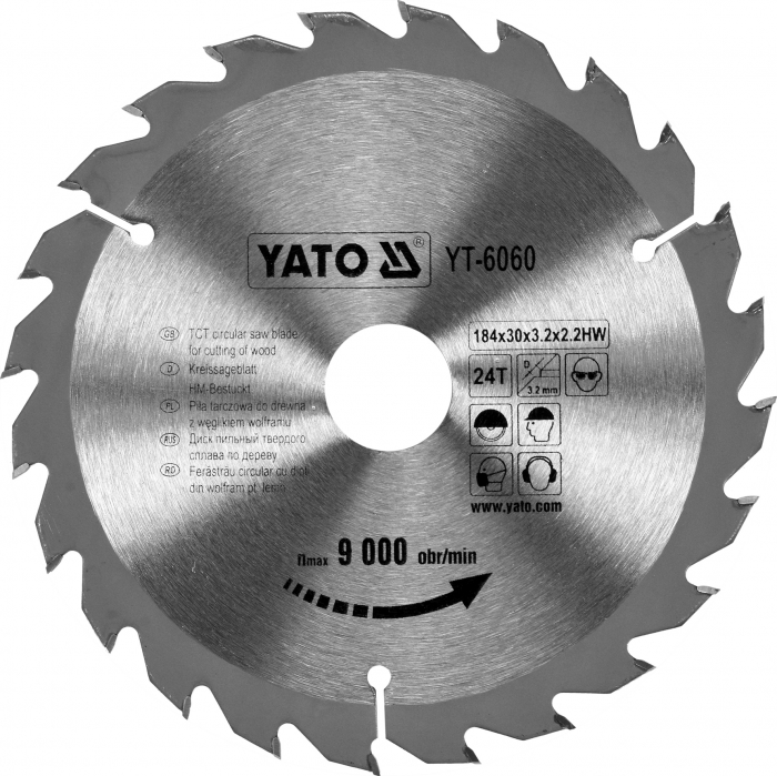 Disc fierastrau circular yato dinti wolfram pentru lemn 165-170-184-185-190 mm