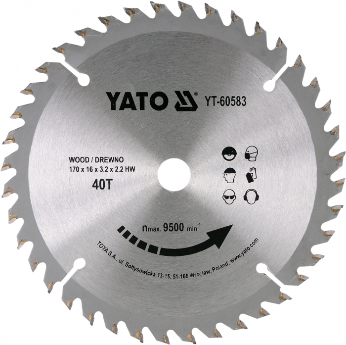 Disc fierastrau circular YATO dinti wolfram pentru lemn 165-170-184-185-190 mm [6]