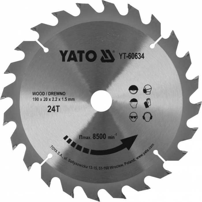 Disc fierastrau circular YATO dinti wolfram pentru lemn 165-170-184-185-190 mm [8]