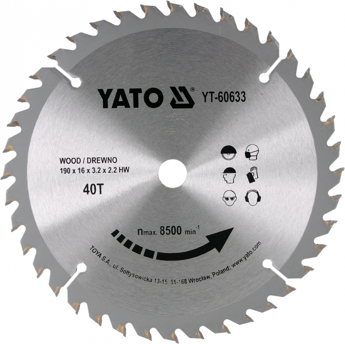 Disc fierastrau circular YATO dinti wolfram pentru lemn 165-170-184-185-190 mm [7]