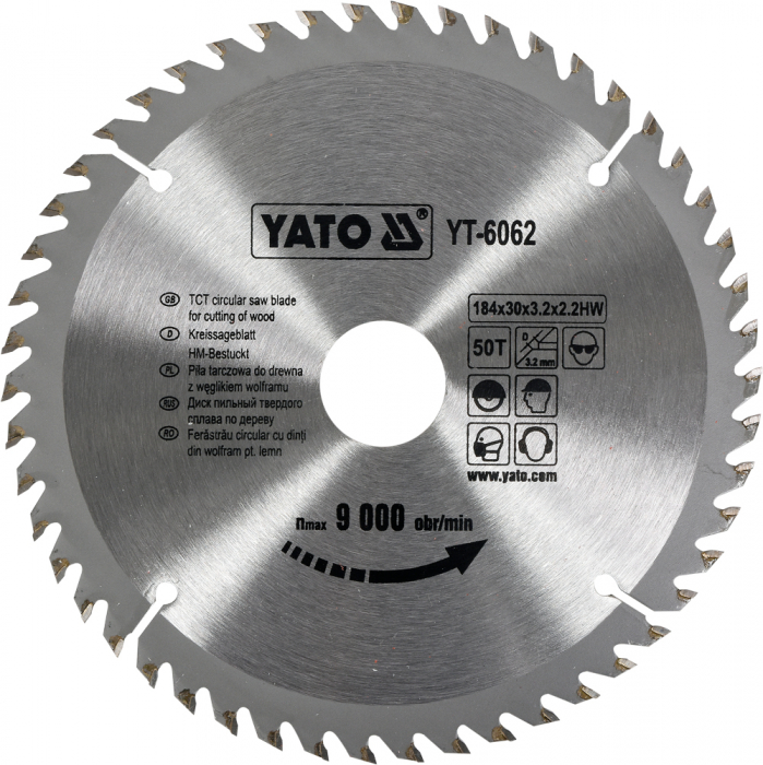 Disc fierastrau circular YATO dinti wolfram pentru lemn 165-170-184-185-190 mm [3]
