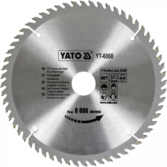 Disc fierastrau circular YATO dinti wolfram pentru lemn 200-210-216-235-250-255 mm [3]