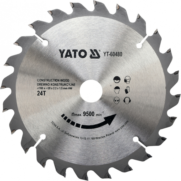 Disc fierastrau circular yato dinti wolfram pentru lemn constructii 160-180-250 mm