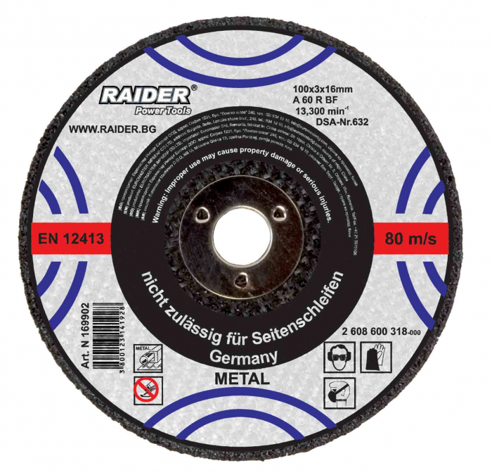 Disc pentru metal, scule pneumatice 100x3x16mm raider