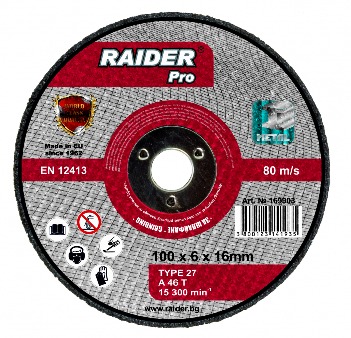 Disc pentru metal, scule pneumatice o100x6x16mm raider