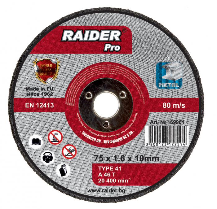Disc pentru metal, scule pneumatice 75x1.6x10mm raider