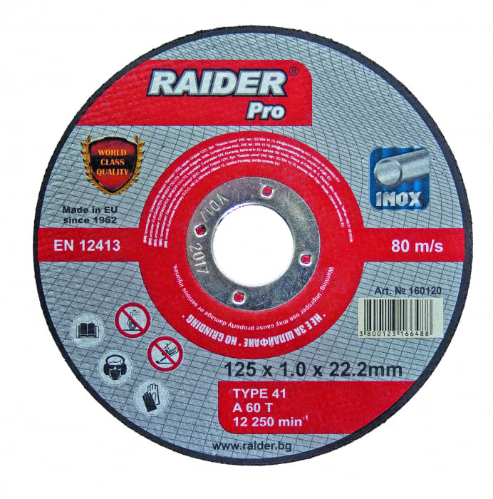 Disc pentru taiat metal 115х1.0х22.2mm inox rdp raider