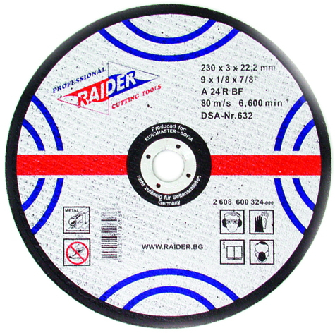 Disc pentru taiat metal 115х3.2х22.2mm raider