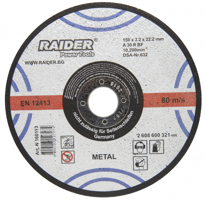 Disc pentru taiat metal 150х3.2х22.2mm raider
