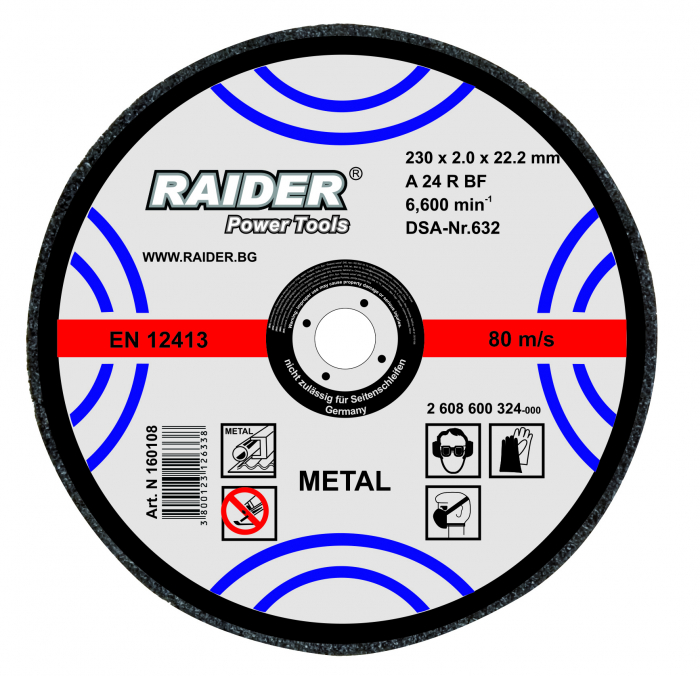 Disc pentru taiat metal 230х2х22.2mm raider
