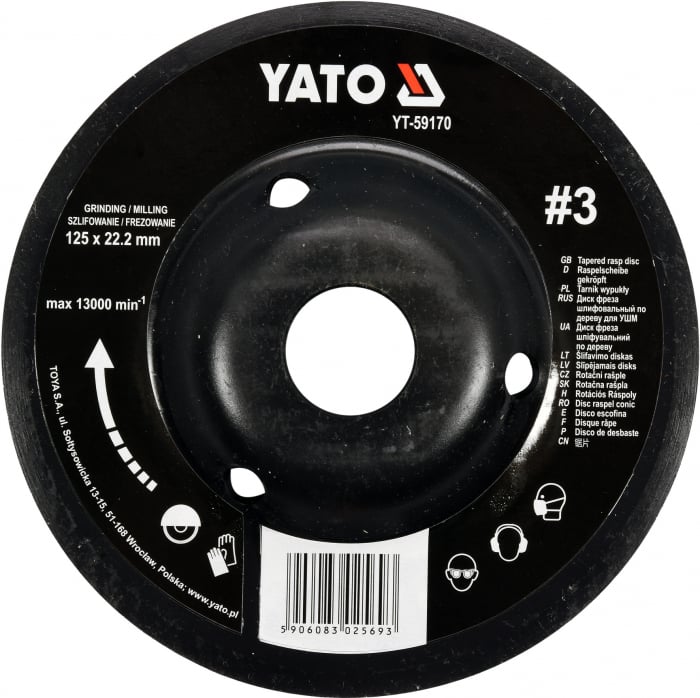 Disc raspil pentru lemn YATO depresat 125mm conic