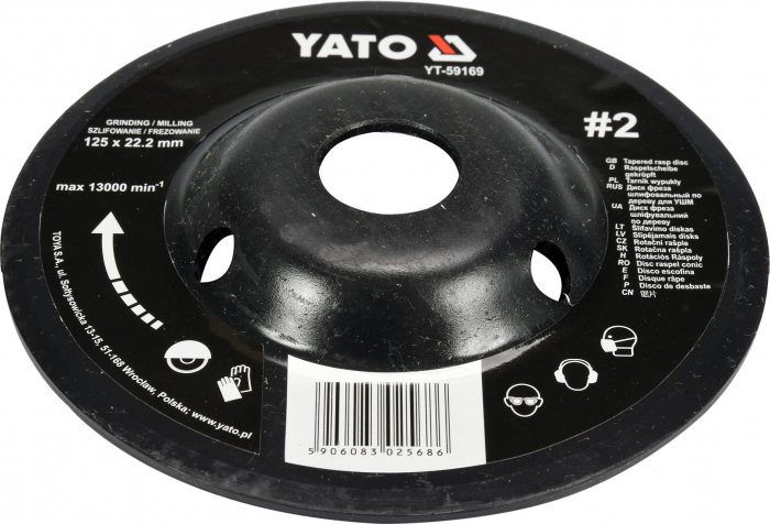 Disc raspil pentru lemn YATO depresat 125mm conic